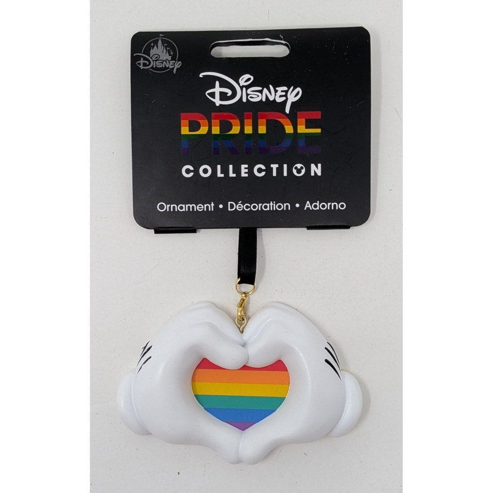 2024 Disney Pride Collection Mickey Mouse Gloves Rainbow Heart Ornament - New